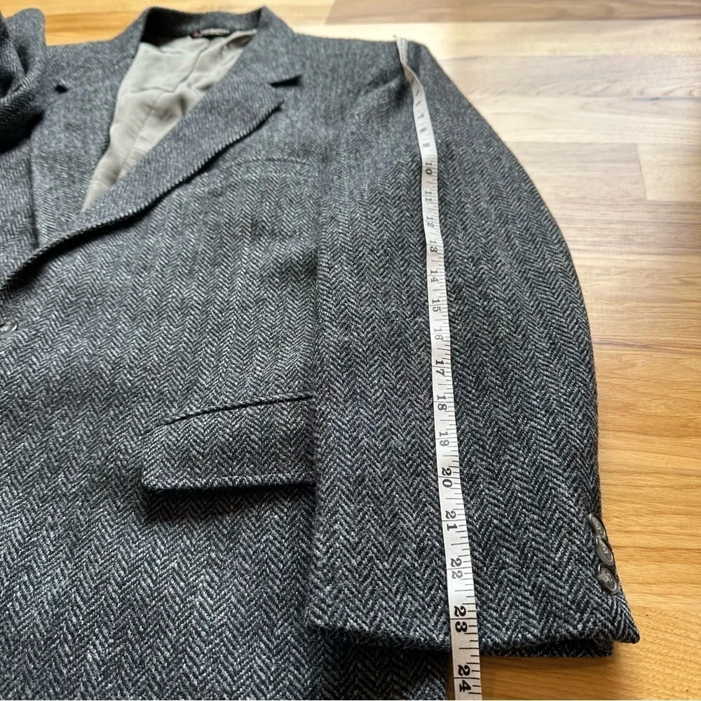 Foursome Harris Tweed Vintage Blazer Mens 43R Blue Wool Herringbone Jacket